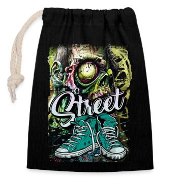 breakdance hip hop rap dance music graffiti school - Closable cotton gift bag (14x20cm) - black - Front