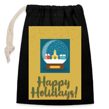 Snow around the globe - Closable cotton gift bag (14x20cm) - black - Front