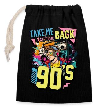 90s 90s Music Ghetto Blaster Headphones Party - Closable cotton gift bag (14x20cm) - black - Front