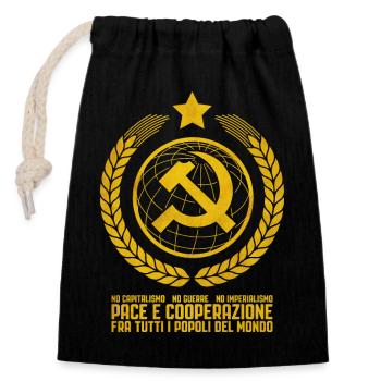 Internationalisme communiste - Sac cadeau en coton avec cordon (14 x 20 cm) - noir - Devant