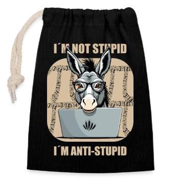 Smart Nerd Ass - Closable cotton gift bag (14x20cm) - black - Front