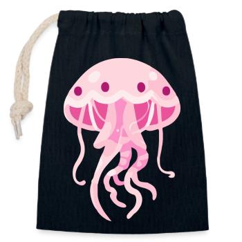 Pink Jellyfish - Closable cotton gift bag (14x20cm) - navy - Front