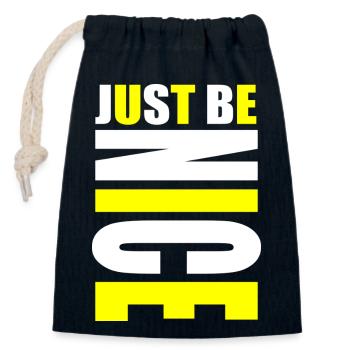 just be nice yellow - Closable cotton gift bag (14x20cm) - navy - Front