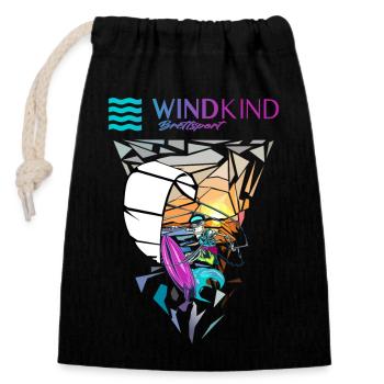 Kitesurfen - Verschließbarer Geschenkbeutel aus Baumwolle (14x20cm) - Schwarz - Vorne
