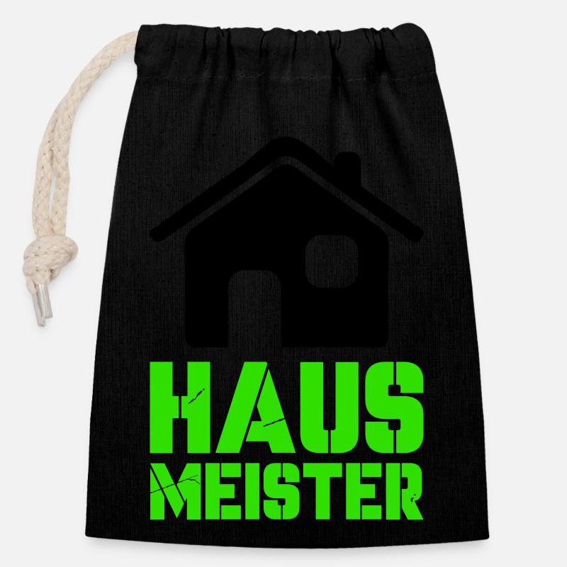 hausmeister 1 - Verschließbarer Geschenkbeutel aus Baumwolle (14x20cm) - Schwarz