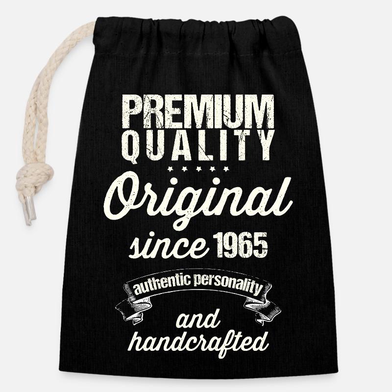 Born in 1965 - Closable cotton gift bag (14x20cm) - black