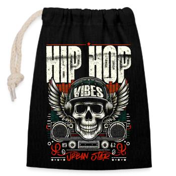 Crâne vintage & console d’enregistrement Hip Hop Vibes - Sac cadeau en coton avec cordon (14 x 20 cm) - noir - Devant