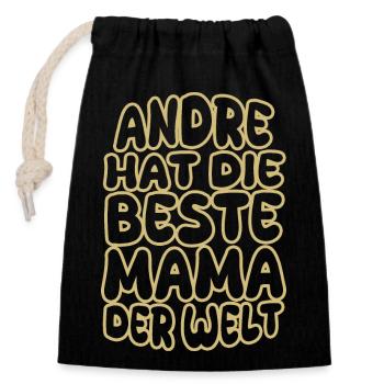 Dire André - Sac cadeau en coton avec cordon (14 x 20 cm) - noir - Devant