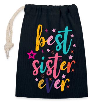 Best Sister - Closable cotton gift bag (14x20cm) - navy - Front