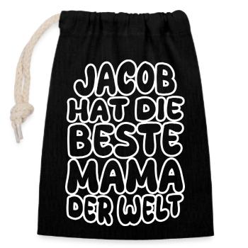 Geschenk für Jacob - Verschließbarer Geschenkbeutel aus Baumwolle (14x20cm) - Schwarz - Vorne