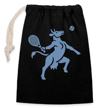Cow Tennis Balloon Silhouette Minimalist - Closable cotton gift bag (14x20cm) - black - Front