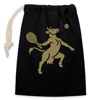 Cow Tennis Balloon Silhouette Minimalist - Closable cotton gift bag (14x20cm) - black - Front