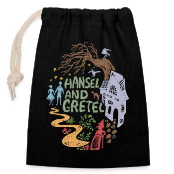Hänsel und Gretel Hexenhaus Vintage - Verschließbarer Geschenkbeutel aus Baumwolle (14x20cm) - Schwarz - Vorne