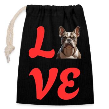 I Love French Bulldog , Dog Lover, Gift Dog Lover - Closable cotton gift bag (14x20cm) - black - Front