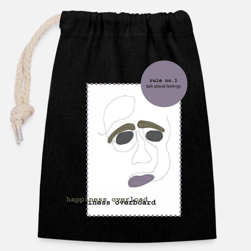 Parler de ses sentiments 1 - Sac cadeau en coton avec cordon (14 x 20 cm) - noir
