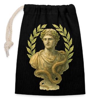 Statue Rome Aquarelle - Sac cadeau en coton avec cordon (14 x 20 cm) - noir - Devant