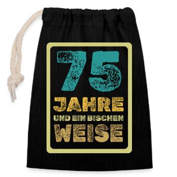 Wisdom 75 - Closable cotton gift bag (14x20cm) - black - Front