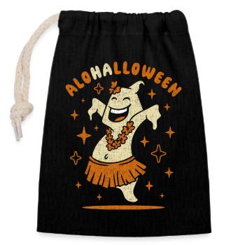 Aloha Halloween Retro Funny Ghost in hula skirt - Closable cotton gift bag (14x20cm) - black - Front