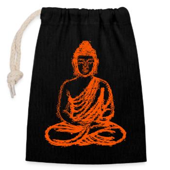 Buddha – Neon Glitch Spiritual Art - Verschließbarer Geschenkbeutel aus Baumwolle (14x20cm) - Schwarz - Vorne