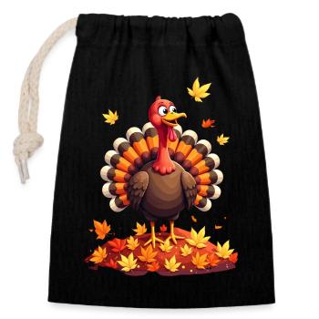 Thanksgiving Lustiger Thanksgiving Truthahn - Verschließbarer Geschenkbeutel aus Baumwolle (14x20cm) - Schwarz - Vorne