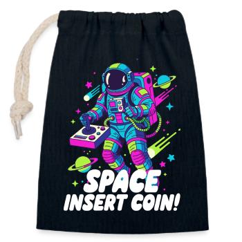 Space Insert Coin - Closable cotton gift bag (14x20cm) - navy - Front