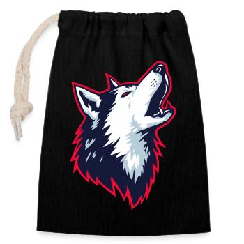 Husky hurlant dans un style logo - Sac cadeau en coton avec cordon (14 x 20 cm) - noir - Devant