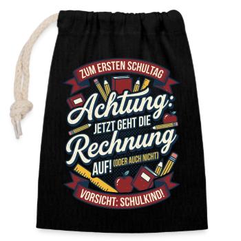 Attention: Now the calculation works out - Closable cotton gift bag (14x20cm) - black - Front