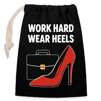 Business Babe : Talons à la Travail Dur - Sac cadeau en coton avec cordon (14 x 20 cm) - noir - Devant