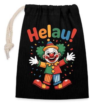 Costume de clown Helau Carnaval coloré Mayence Düsseldorf - Sac cadeau en coton avec cordon (14 x 20 cm) - noir - Devant