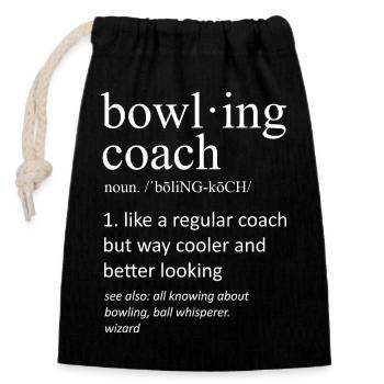 Bowling Coach Funny Dictionary Definition - Closable cotton gift bag (14x20cm) - black - Front