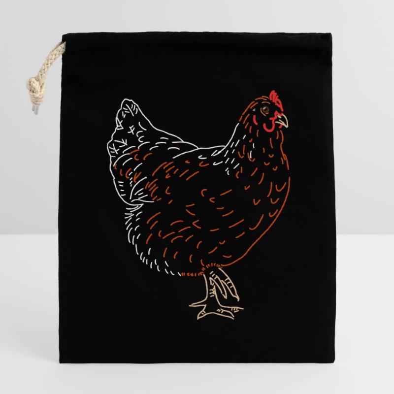 Hahn oder Henne Verschließbarer Geschenkbeutel aus Baumwolle (14x20cm)