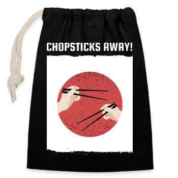 Baguettes à l’écart, ramen Drapeau japonais - Sac cadeau en coton avec cordon (14 x 20 cm) - noir - Devant