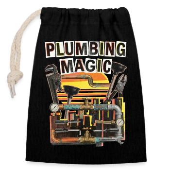Plumber Retro Vintage - Closable cotton gift bag (14x20cm) - black - Front