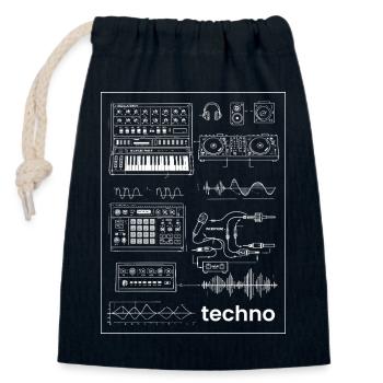 Techno Studio Synthese - Verschließbarer Geschenkbeutel aus Baumwolle (14x20cm) - Navy - Vorne