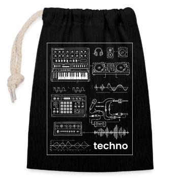Techno Studio Synthese - Verschließbarer Geschenkbeutel aus Baumwolle (14x20cm) - Schwarz - Vorne