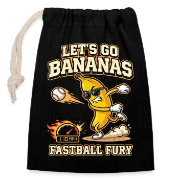 Let's Go Bananas Fastball Fury Baseball-Design - Verschließbarer Geschenkbeutel aus Baumwolle (14x20cm) - Schwarz - Vorne