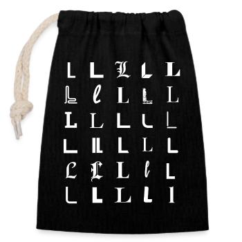 Glyphes L : portraits de polices variées - Sac cadeau en coton avec cordon (14 x 20 cm) - noir - Devant