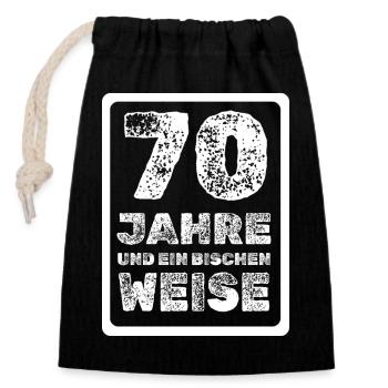 Spruch 70 - Verschließbarer Geschenkbeutel aus Baumwolle (14x20cm) - Schwarz - Vorne