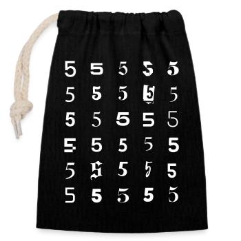Number Five Grid Pattern - Closable cotton gift bag (14x20cm) - black - Front