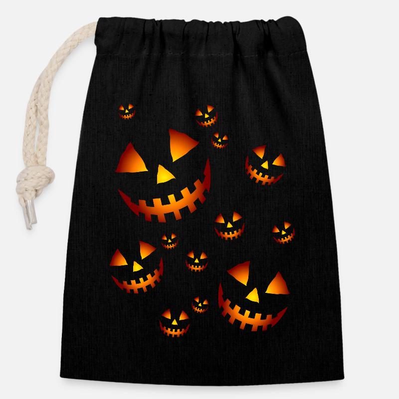 Pumpkins - Closable cotton gift bag (14x20cm) - black