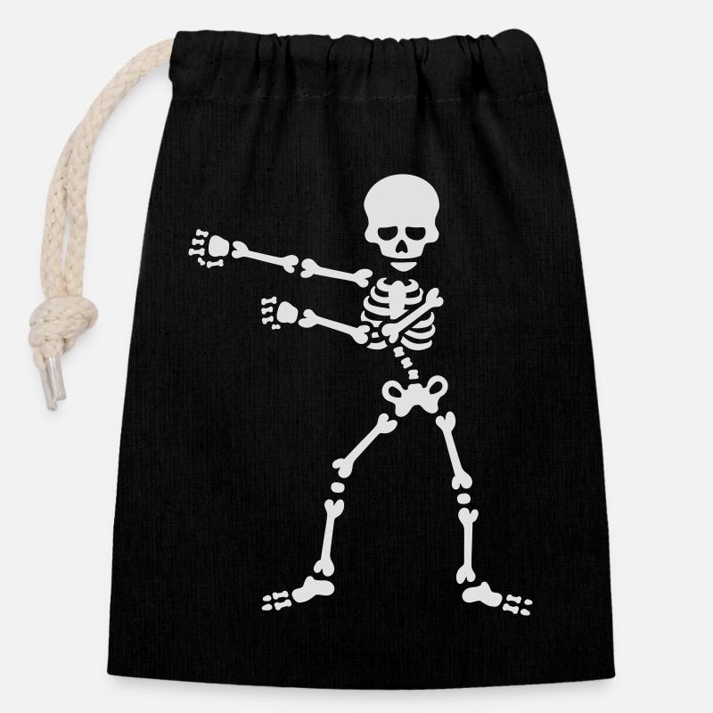The floss dance flossing backpack boy kid skeleton - Closable cotton gift bag (14x20cm) - black