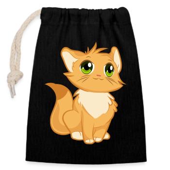 kitten - Closable cotton gift bag (14x20cm) - black - Front