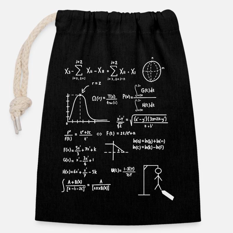 Mathématiques - Sac cadeau en coton avec cordon (14 x 20 cm) - noir