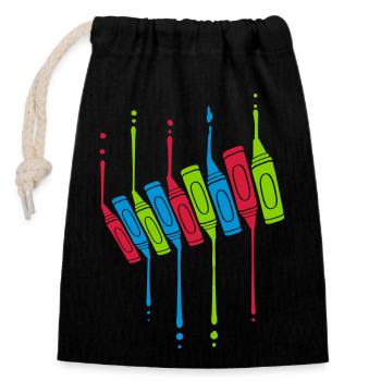 Crayons Drops Cool Design - Closable cotton gift bag (14x20cm) - black - Front