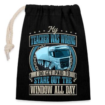 Truck Driver - Closable cotton gift bag (14x20cm) - black - Front