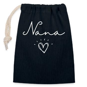 Mémé. Cadeau Nana - Sac cadeau en coton avec cordon (14 x 20 cm) - bleu marine - Devant