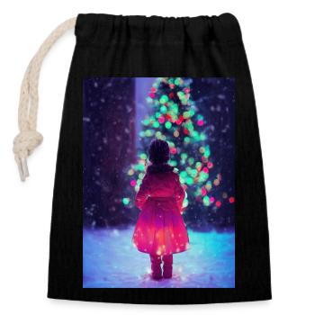 Noël 18 - Sac cadeau en coton avec cordon (14 x 20 cm) - noir - Devant