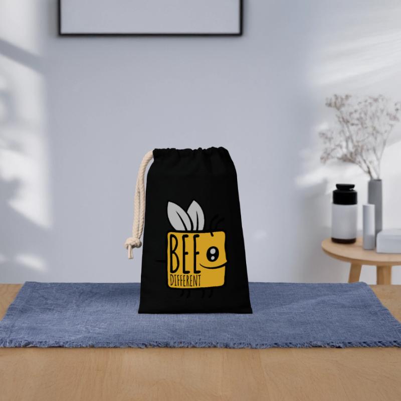 bee different saying quote Closable cotton gift bag (14x20cm)