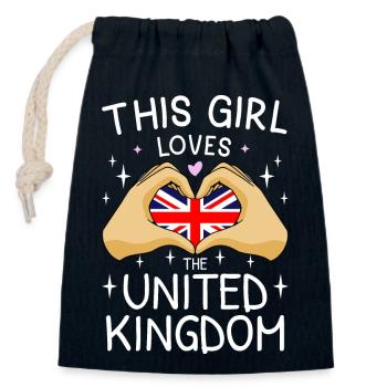 Great Britain Flag Union Jack Flag London UK - Closable cotton gift bag (14x20cm) - navy - Front