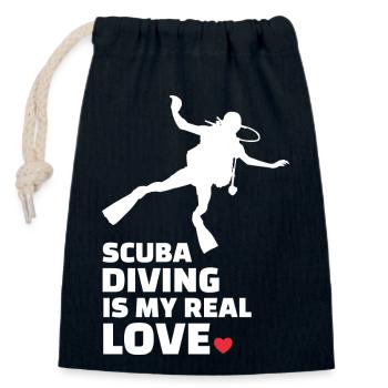 I love scuba diving - Closable cotton gift bag (14x20cm) - navy - Front